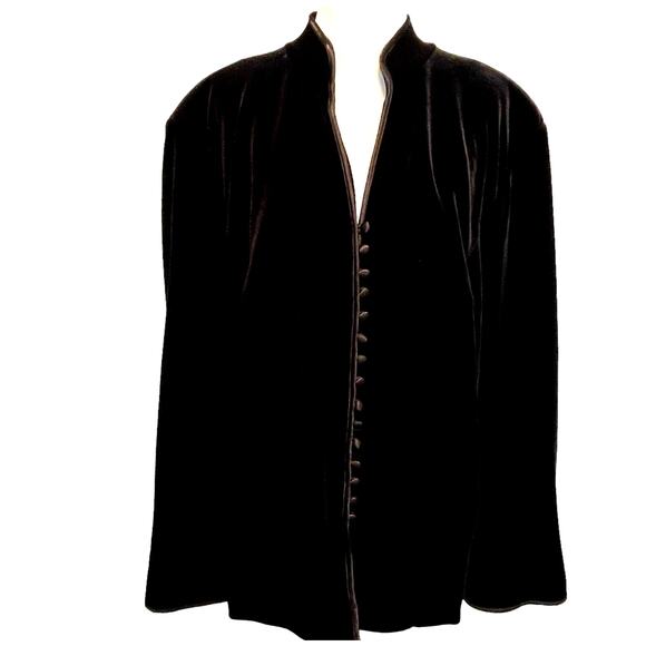JS Collections Woman NEW Velvet Button Jacket Women's Sz 22 Black Vintage Topper - Picture 1 of 9